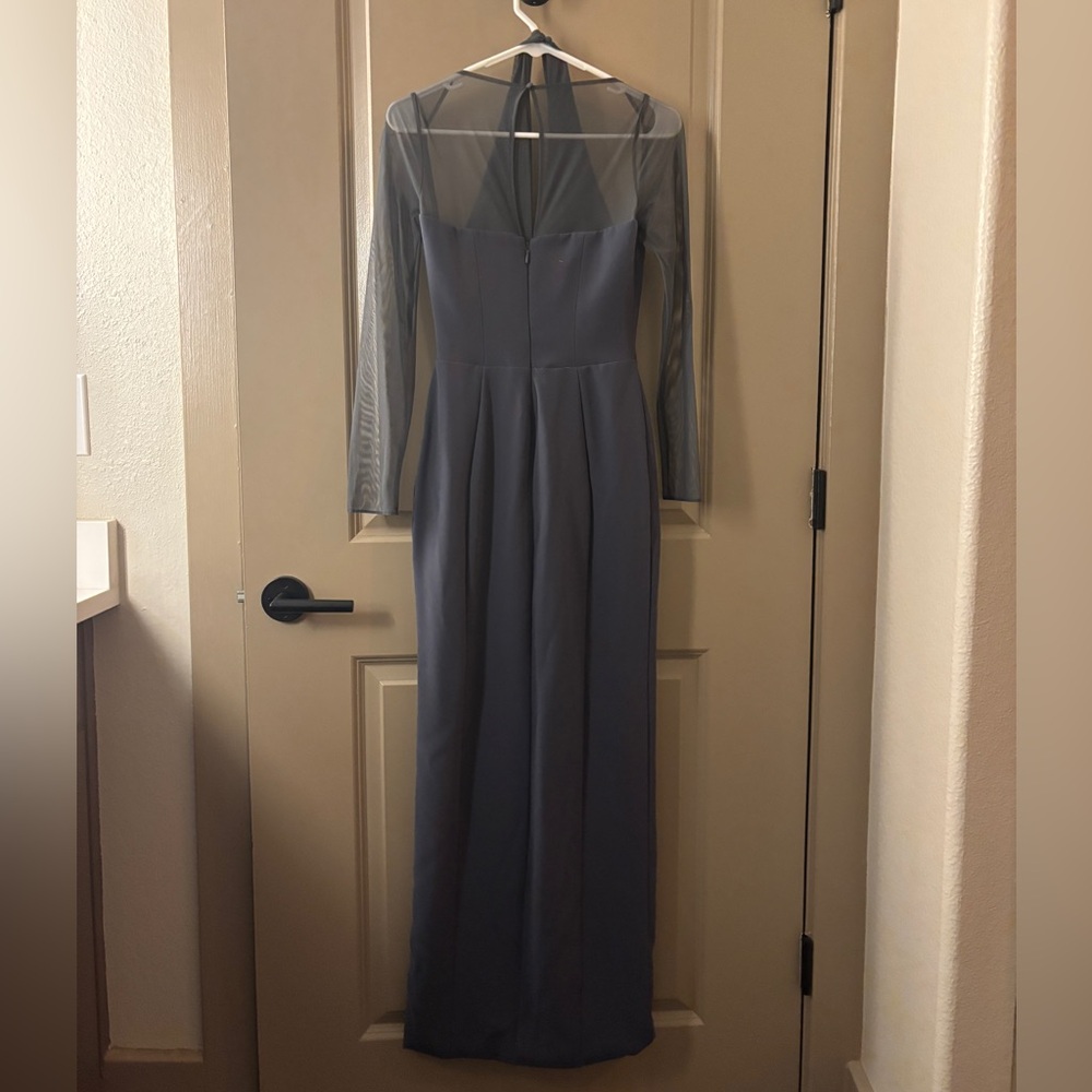 House of CB grey/navy long sleeve maxi slip dress Size S NWOT - Picture 3 of 3